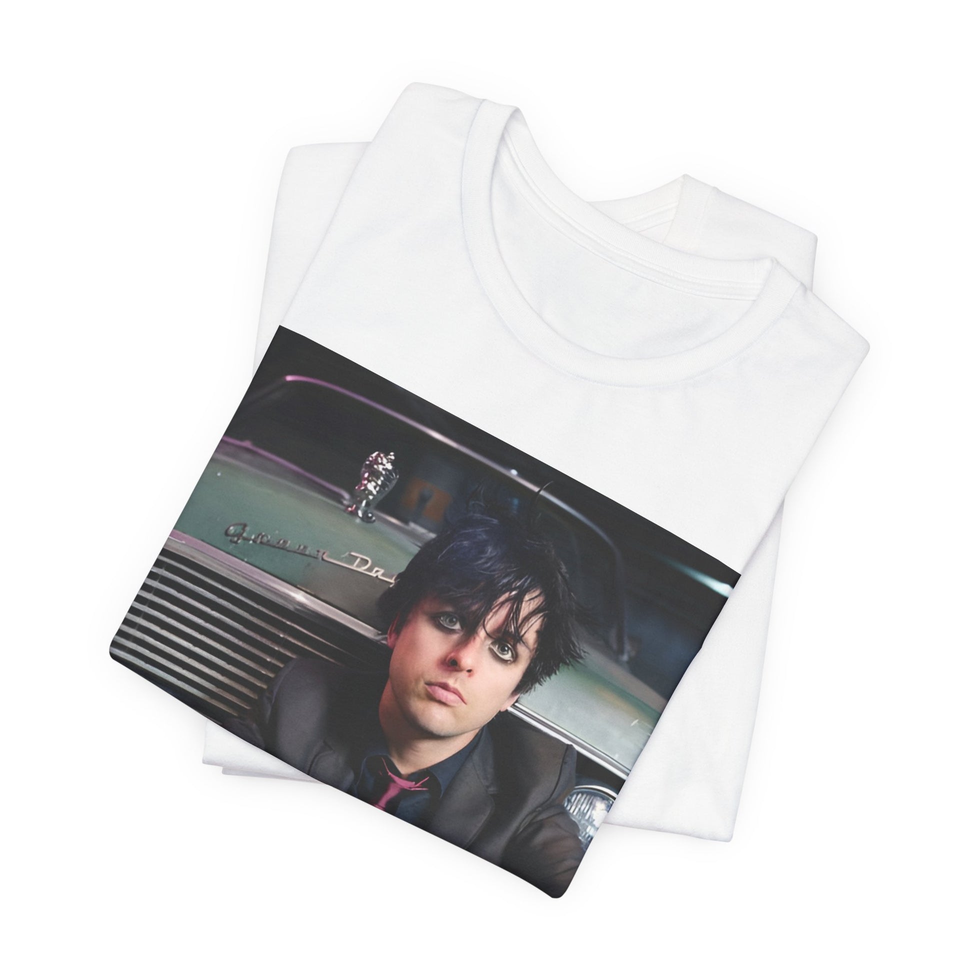 A black graphic t-shirt featuring a graphic related to Green Day's 'Boulevard of Broken Dreams' song or era.