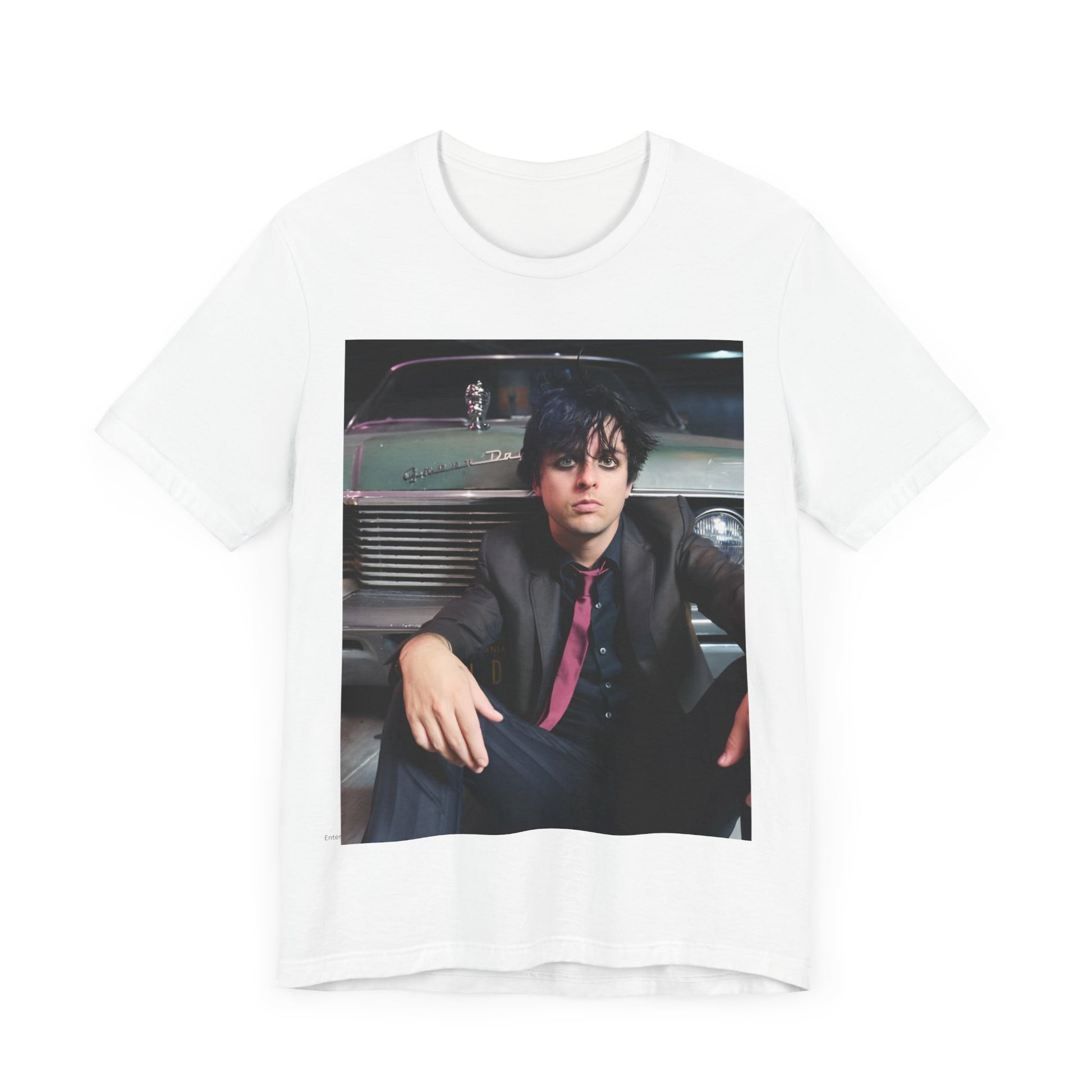 A black graphic t-shirt featuring a graphic related to Green Day's 'Boulevard of Broken Dreams' song or era.
