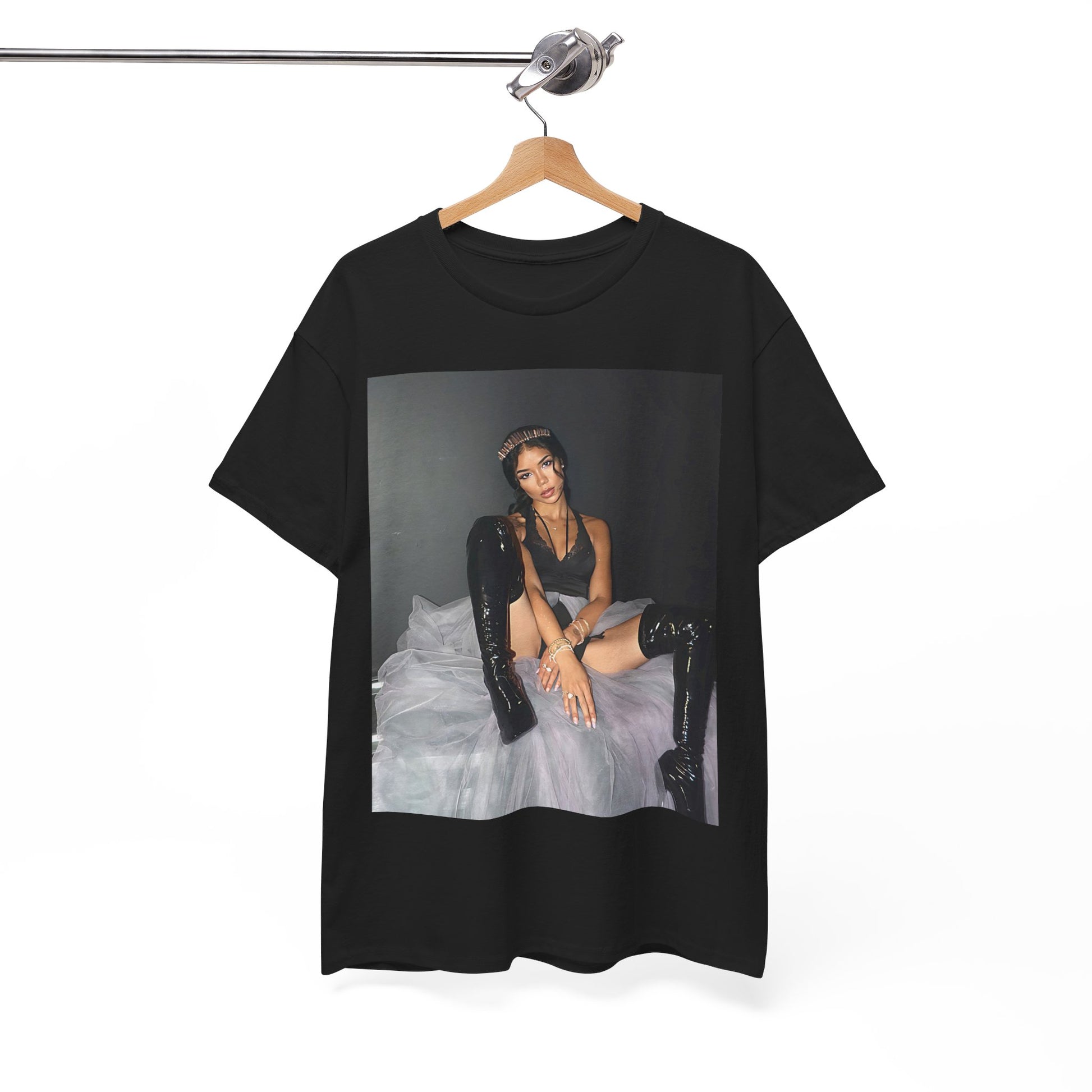 A black graphic t-shirt featuring a boxy graphic related to Jhene Aiko's 'Chilombo' album era.