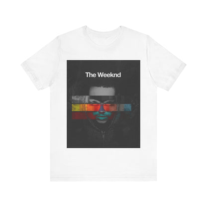 A black graphic t-shirt featuring a retro graphic related to The Weeknd's 'House of Balloons' mixtape.