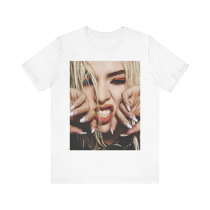 A black graphic t-shirt featuring a graphic of Ava Max with a pop punk aesthetic, possibly with bold lines, vibrant colors, or edgy elements.