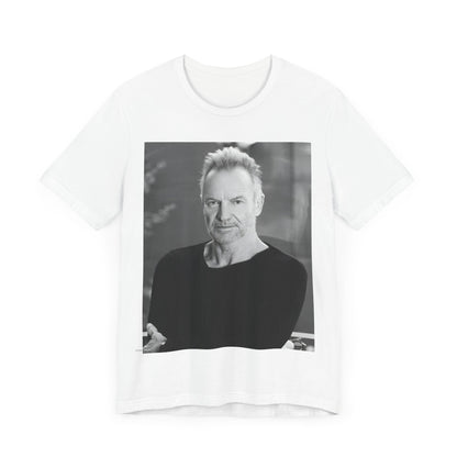 A black graphic t-shirt featuring a vintage graphic related to Sting's 'Desert Rose' song or era.