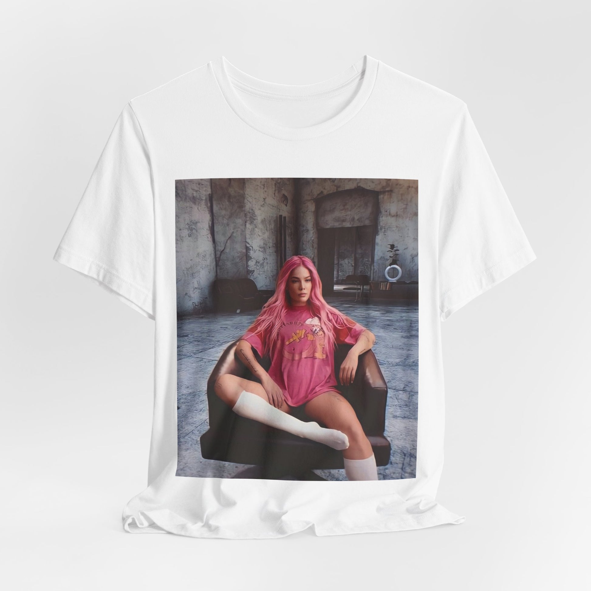A black graphic t-shirt featuring a retro graphic related to Halsey's 'Badlands' album era.