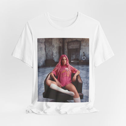 A black graphic t-shirt featuring a retro graphic related to Halsey's 'Badlands' album era.