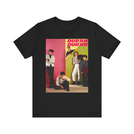 A black graphic t-shirt featuring a graphic related to Duran Duran's 'Rio' album era.