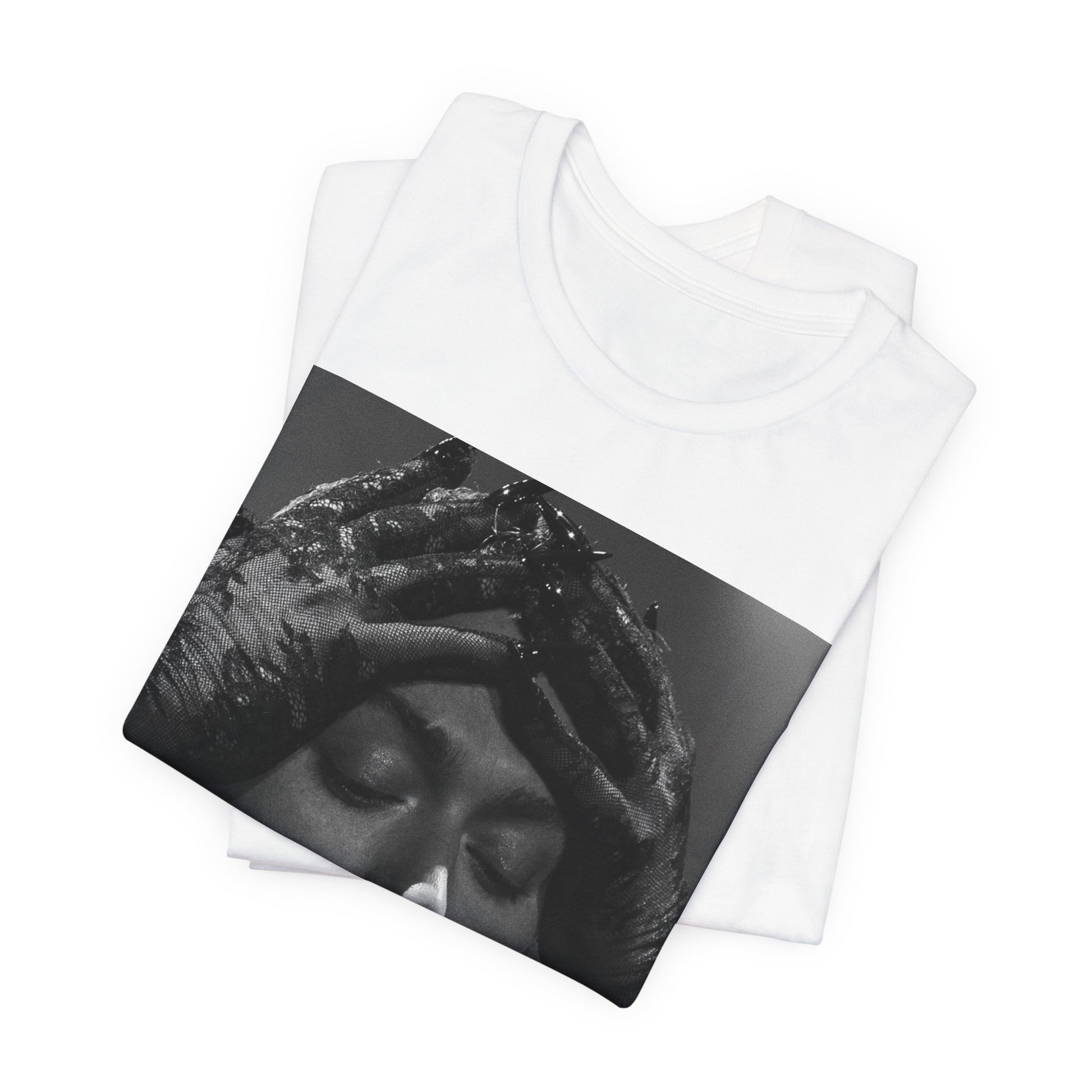 A black graphic t-shirt featuring a black and white graphic or photo of Sam Smith performing live on stage.