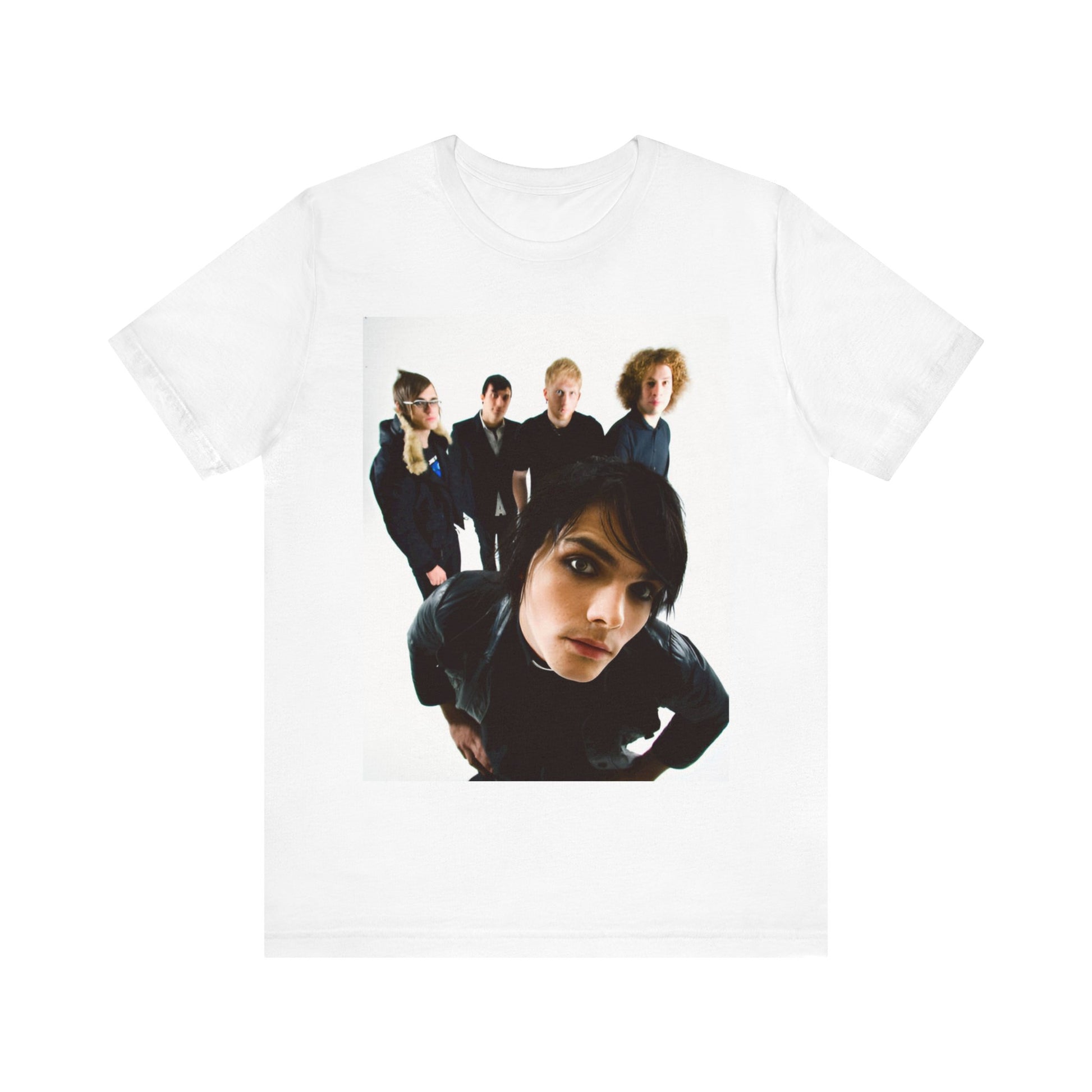 A black graphic t-shirt featuring a vintage emo revival graphic for My Chemical Romance.