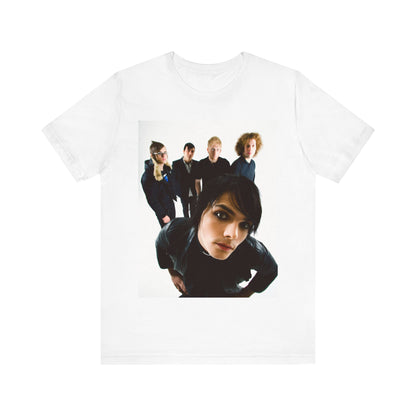A black graphic t-shirt featuring a vintage emo revival graphic for My Chemical Romance.