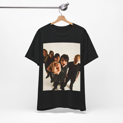 A black graphic t-shirt featuring a retro rock graphic of My Chemical Romance.