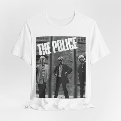 A black graphic t-shirt featuring a vintage new wave icon graphic of The Police.