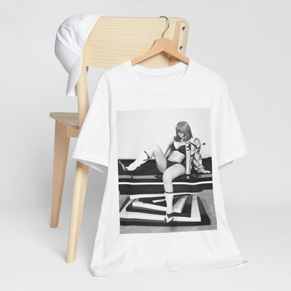 A black graphic t-shirt featuring an artistic or aesthetic graphic of Cardi B in a hip hop style.