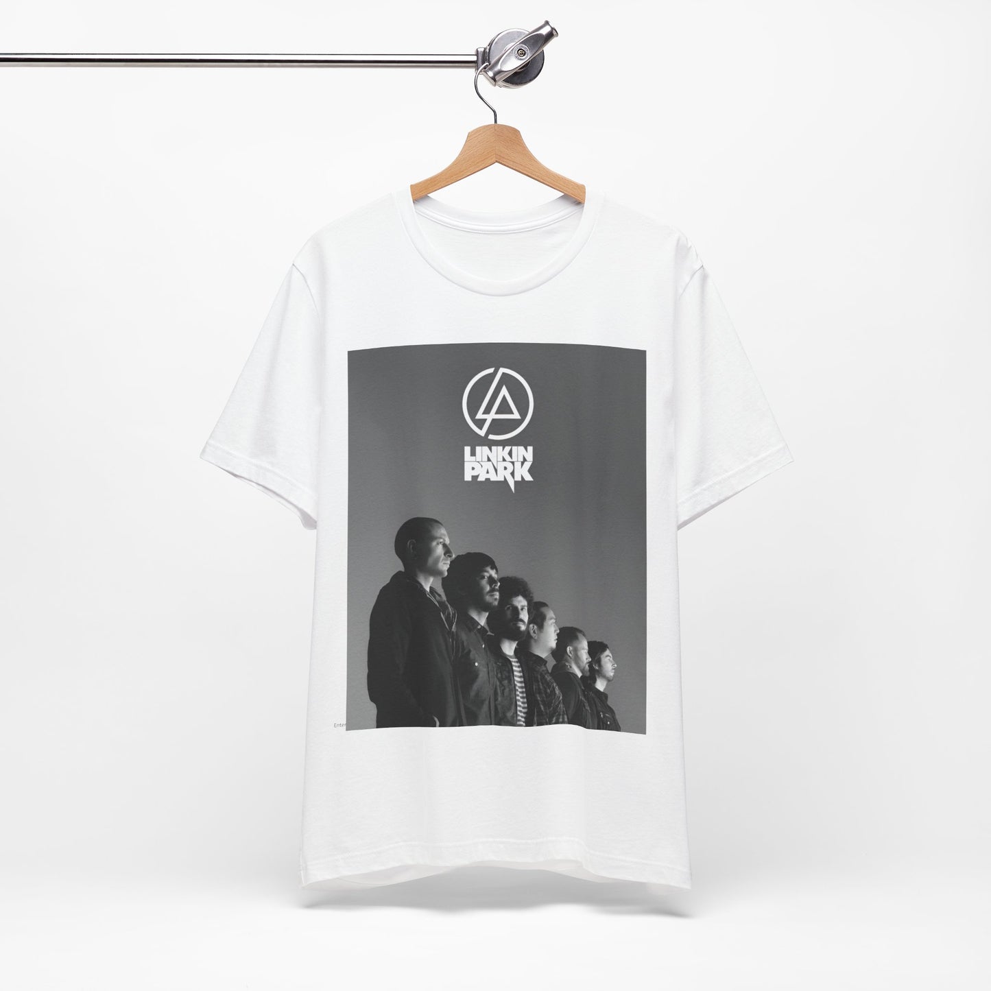 A black graphic t-shirt featuring a vintage graphic related to Linkin Park's 'Meteora' album era.