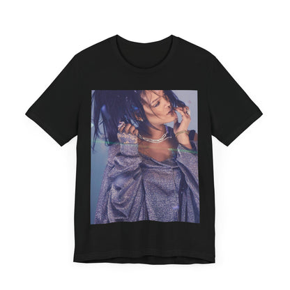A black graphic t-shirt featuring a graphic related to Rihanna's 'Anti' album era.