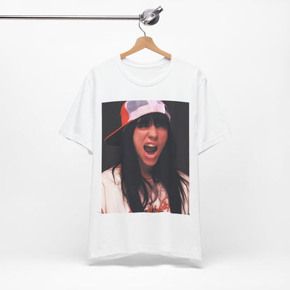 A multi-panel, graphic t-shirt inspired by the Billie Eilish song 'all the good girls go to hell,' featuring different images of her.