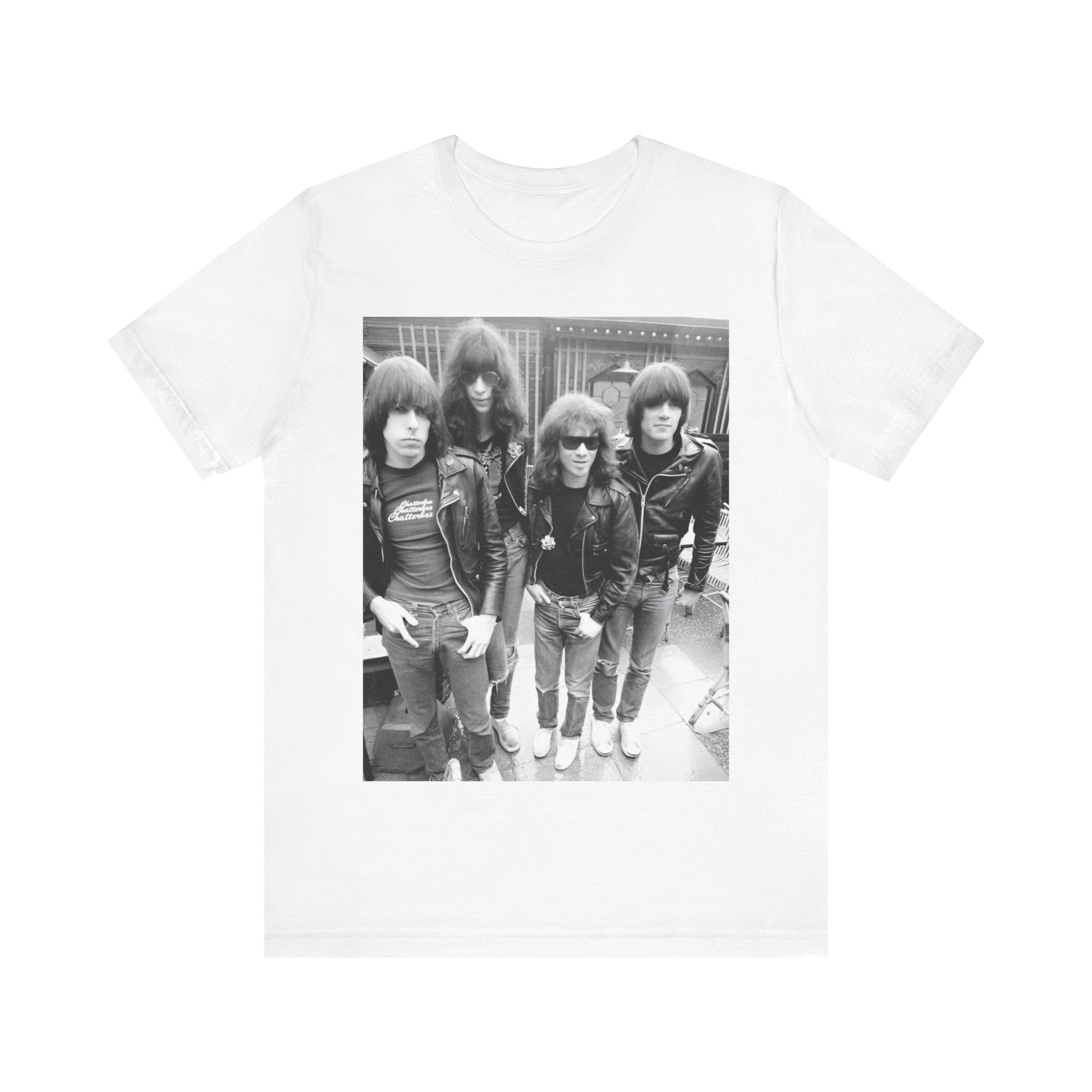 A black graphic t-shirt featuring a retro graphic related to Ramones' 'I Wanna Be Sedated' song or era.