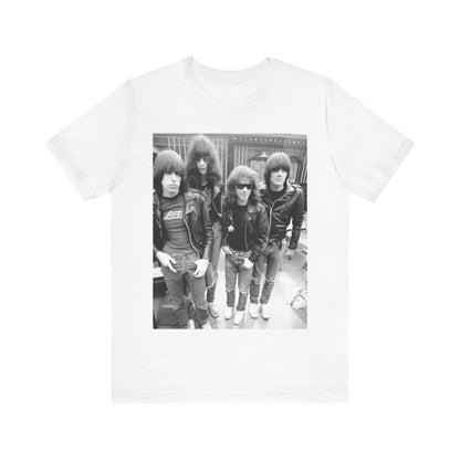 A black graphic t-shirt featuring a retro graphic related to Ramones' 'I Wanna Be Sedated' song or era.