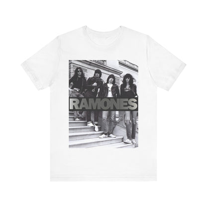 A black graphic t-shirt featuring a graphic related to Ramones' 'Blitzkrieg Bop' song or era.
