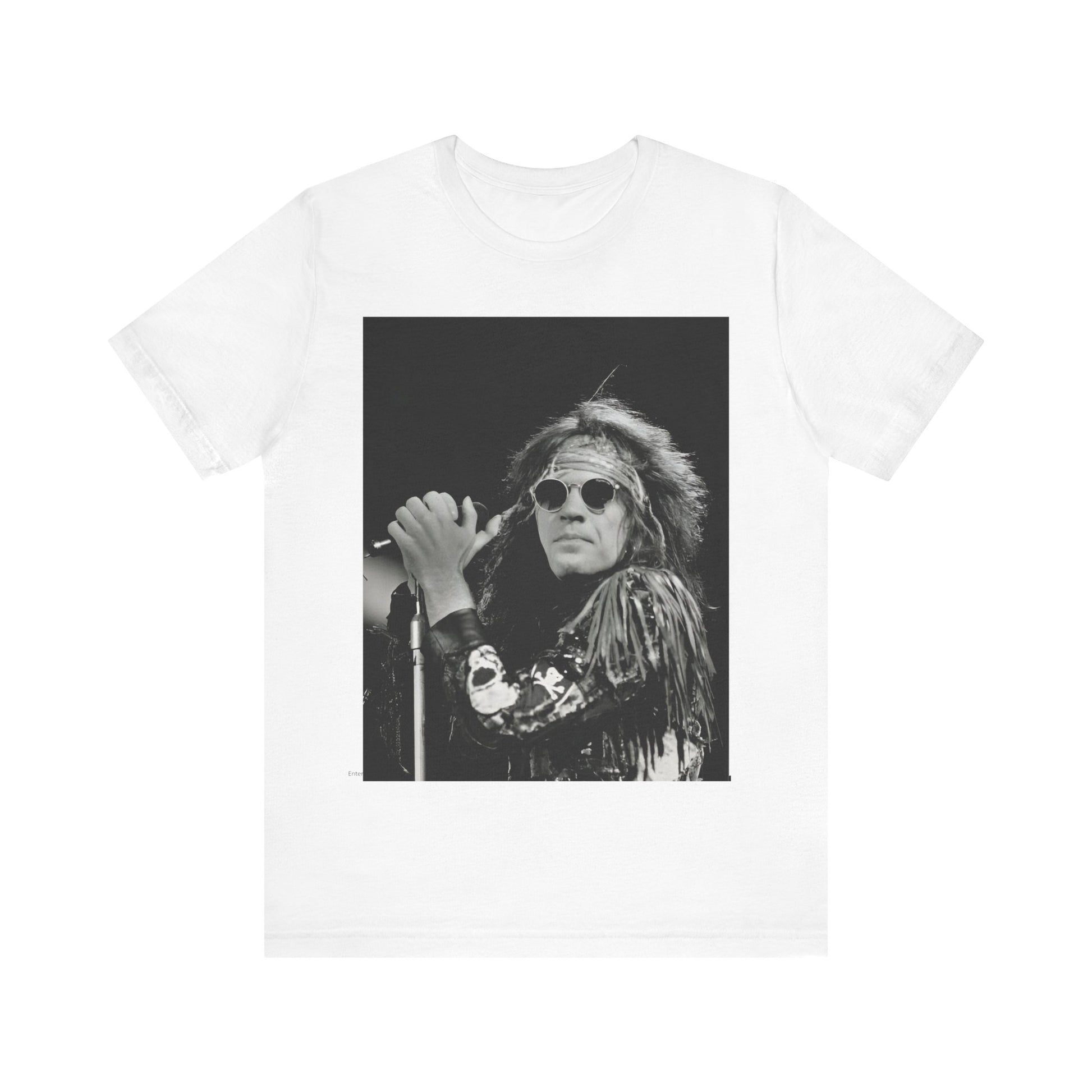 A black graphic t-shirt featuring a vintage graphic related to Bon Jovi's '94 era or "Glory Days".