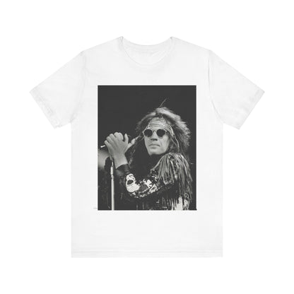 A black graphic t-shirt featuring a vintage graphic related to Bon Jovi's '94 era or "Glory Days".