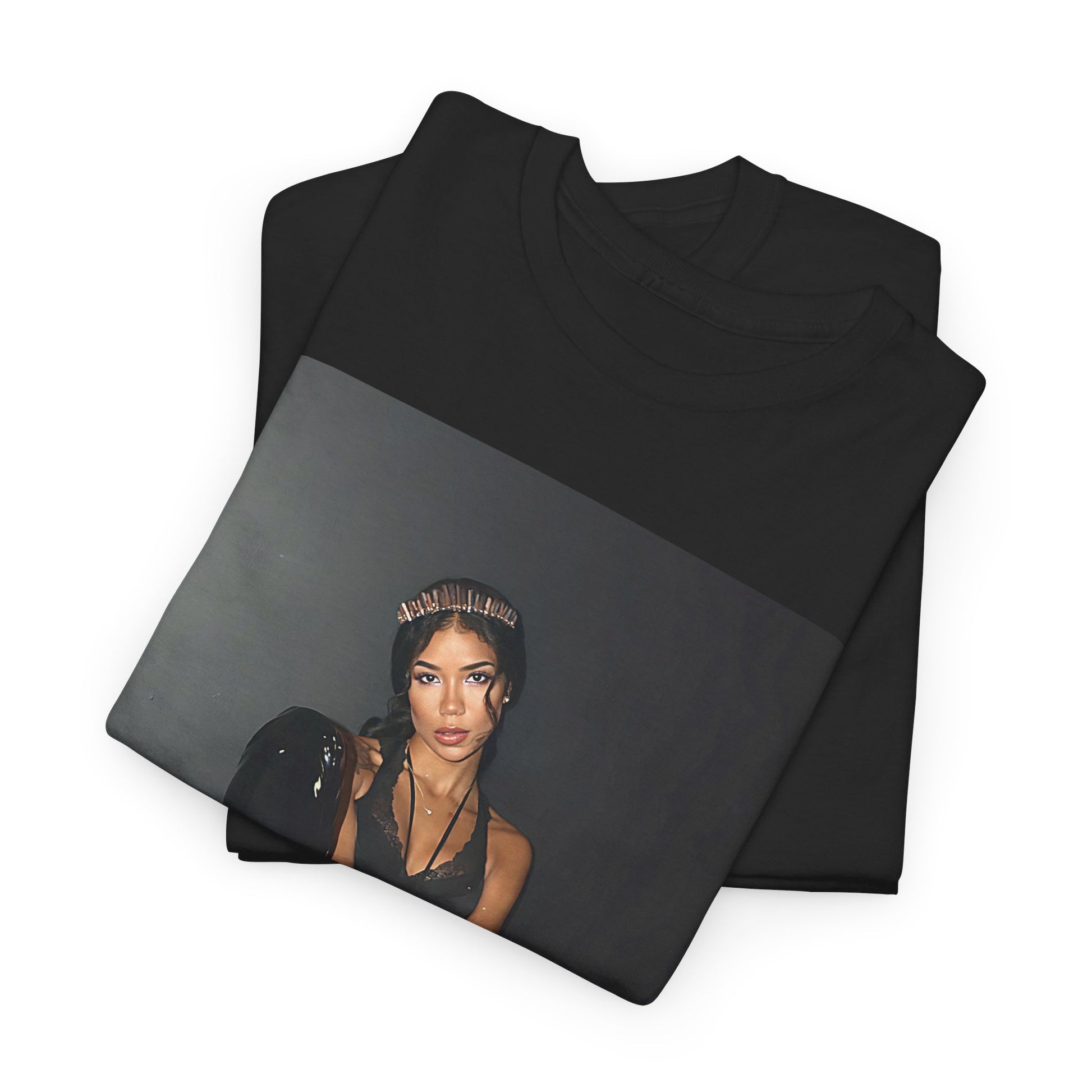 A black graphic t-shirt featuring a boxy graphic related to Jhene Aiko's 'Chilombo' album era.