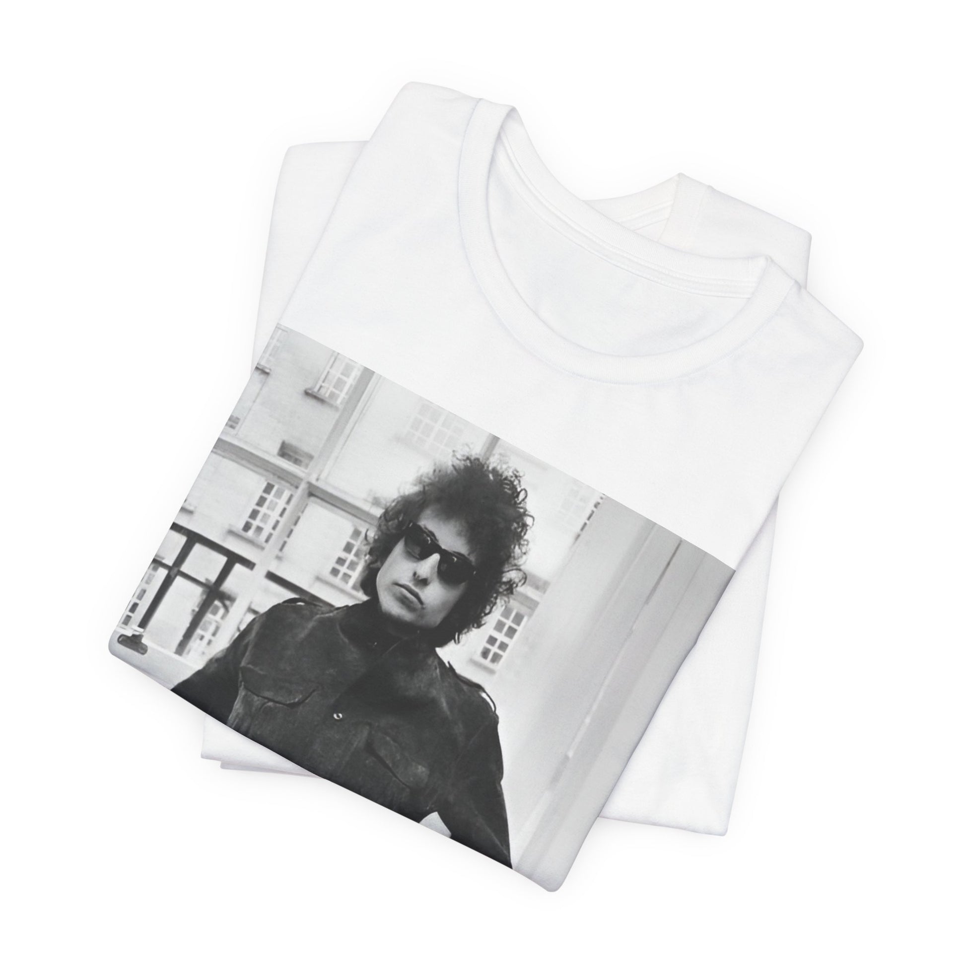 A black graphic t-shirt featuring a graphic related to Bob Dylan's 'Highway 61' era, possibly with album art elements or iconic imagery.