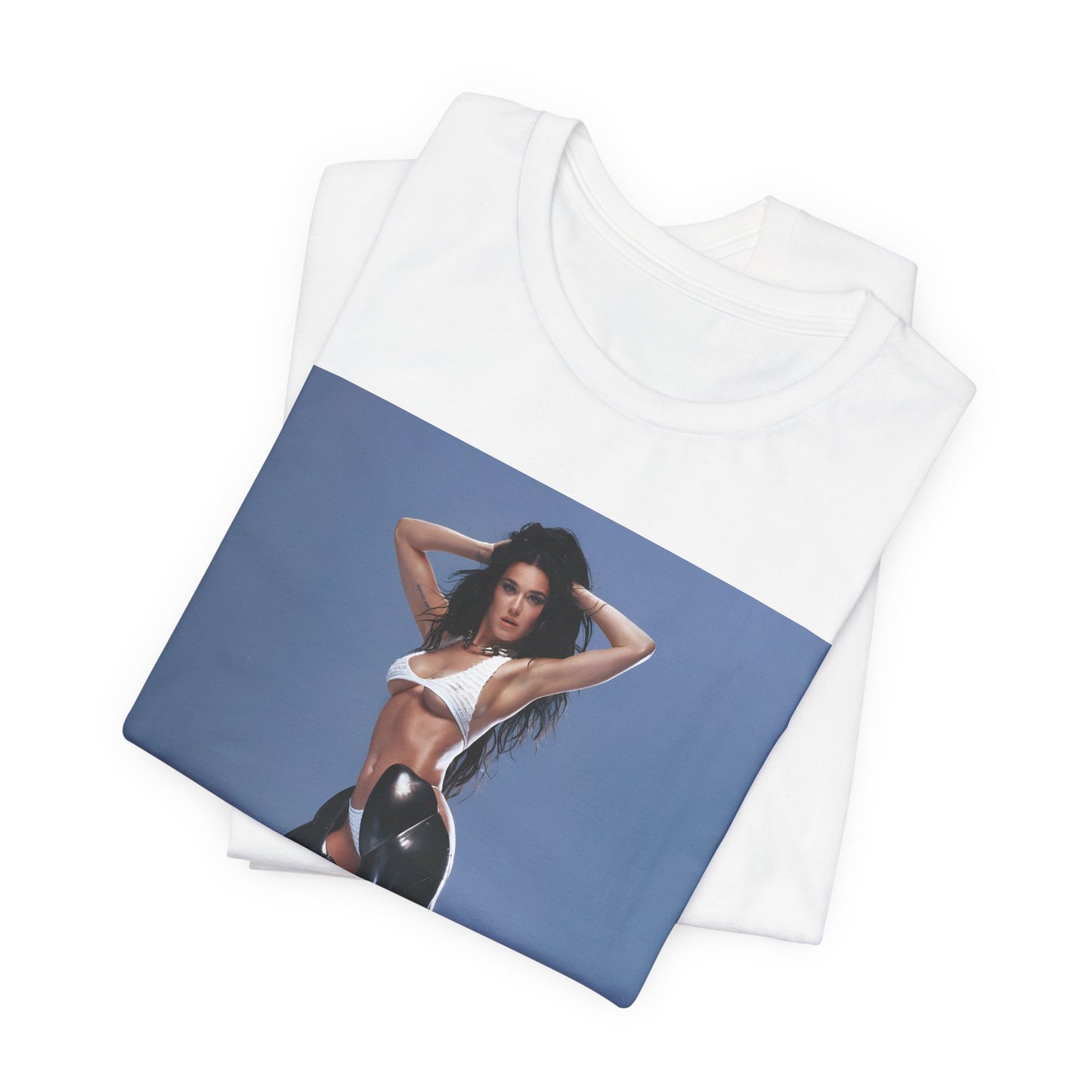 A black graphic t-shirt featuring a graphic of Katy Perry as a pop diva.