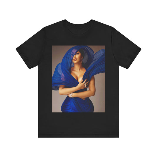 A black graphic t-shirt featuring a graphic of Cardi B in a powerful stance.
