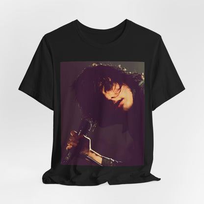 A black graphic t-shirt featuring a graphic of Gerard Way from My Chemical Romance.
