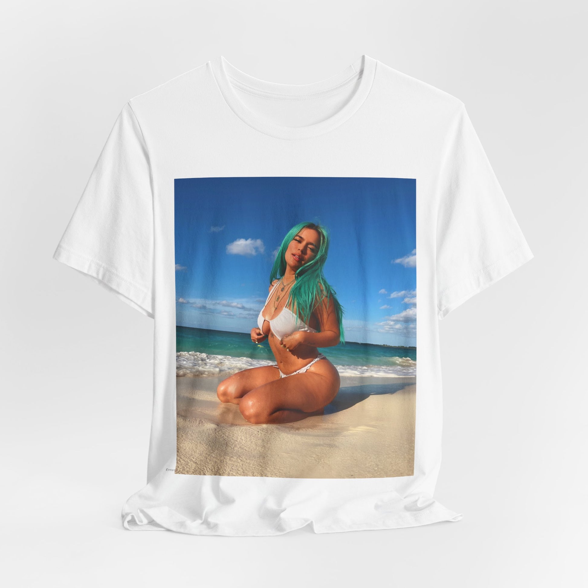 A black graphic t-shirt featuring a graphic related to Karol G's 'Mañana Sera Bonito' album era.