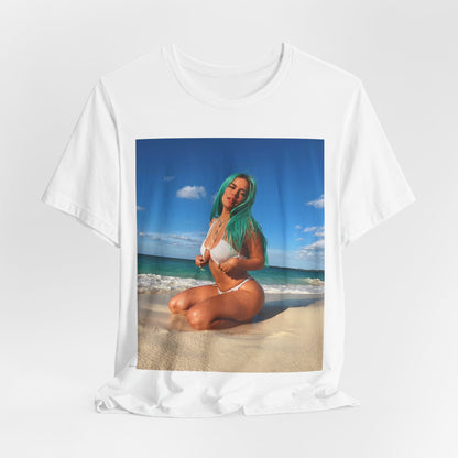 A black graphic t-shirt featuring a graphic related to Karol G's 'Mañana Sera Bonito' album era.