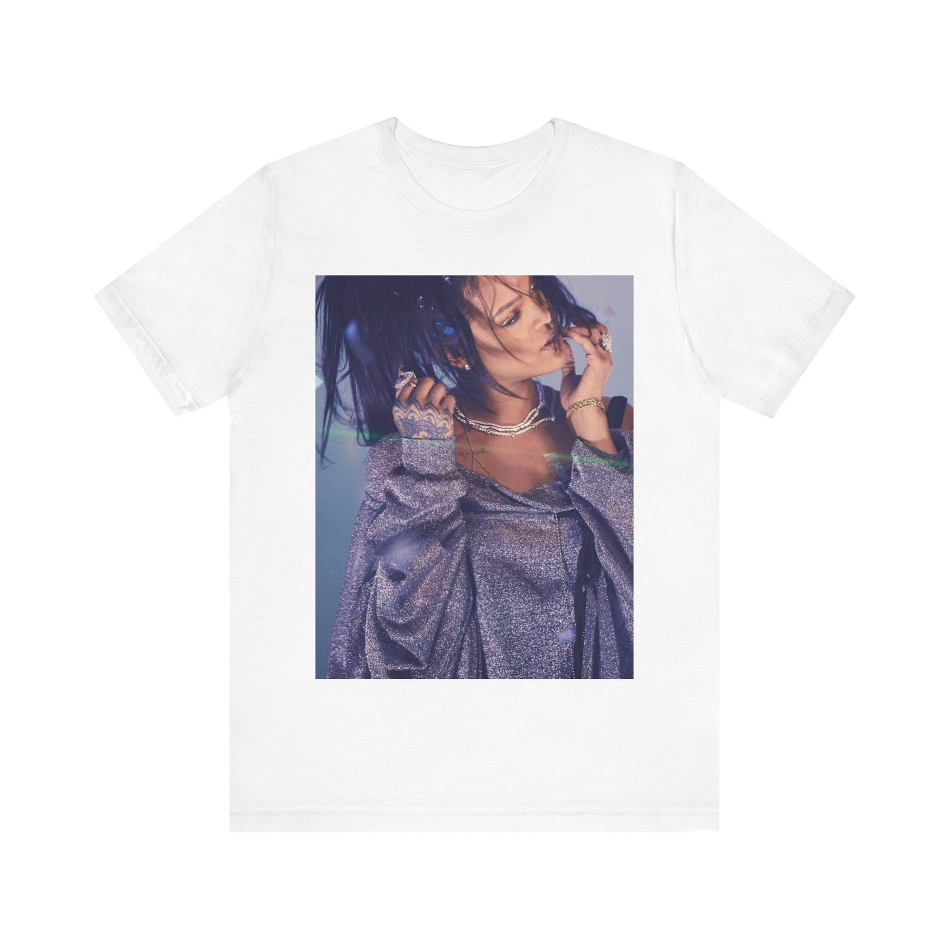 A black graphic t-shirt featuring a graphic related to Rihanna's 'Anti' album era.