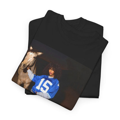 A black graphic t-shirt featuring a graphic related to SZA's 'SOS' Deluxe 'LANA' era.