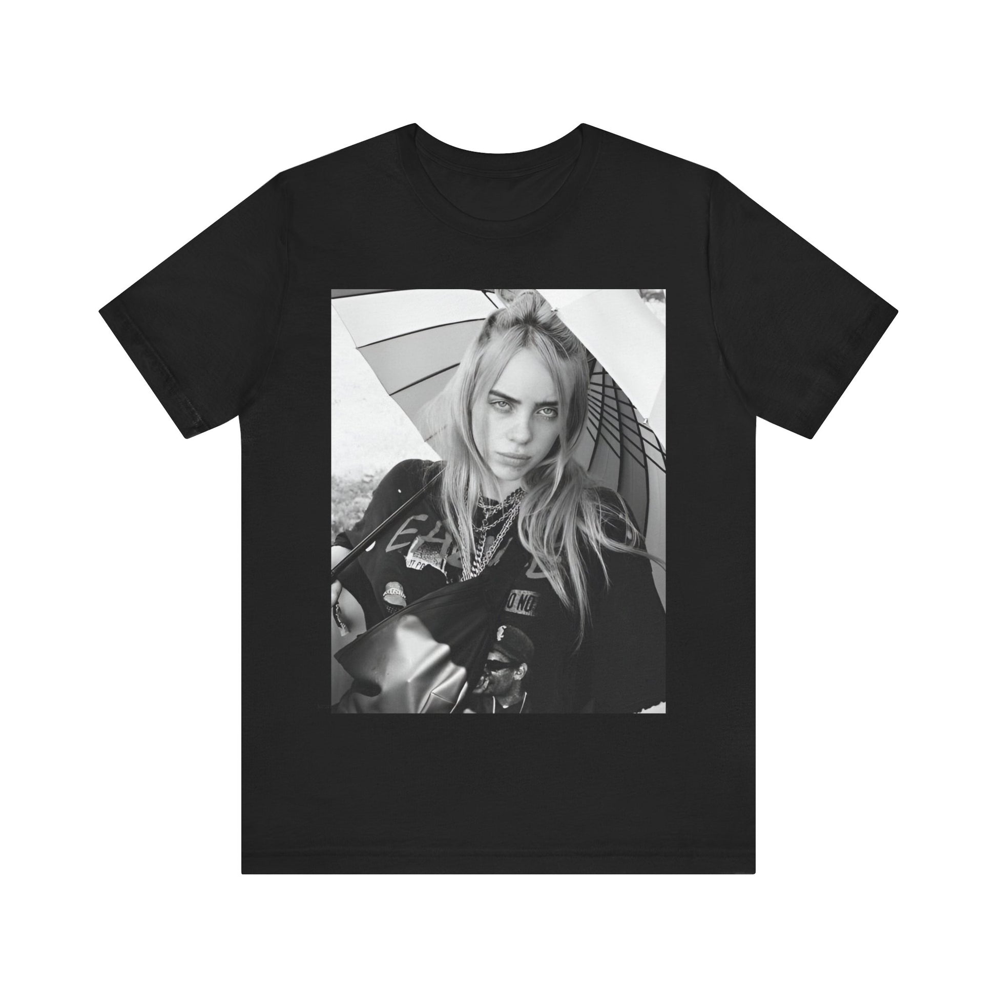 A graphic t-shirt inspired by the colorful and iconic music video for "Bad Guy" by Billie Eilish.