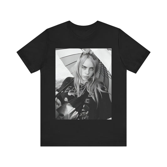 A graphic t-shirt inspired by the colorful and iconic music video for "Bad Guy" by Billie Eilish.
