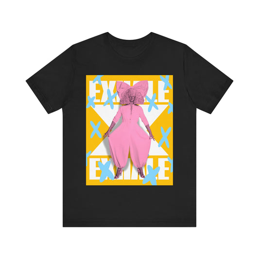 A black graphic t-shirt featuring a graphic related to Sia's 'Exhale' theme or lyrics.