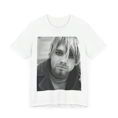 A black graphic t-shirt featuring a classic 90s alt rock graphic of Nirvana.