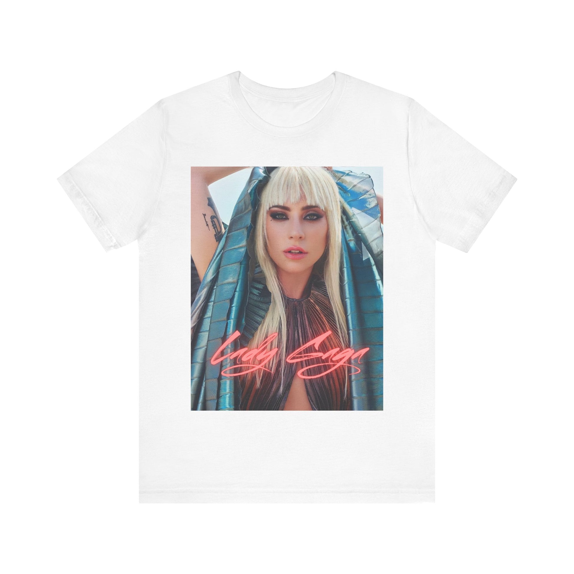 A black graphic t-shirt featuring a graphic related to Lady Gaga's 'A Star Is Born' film era.