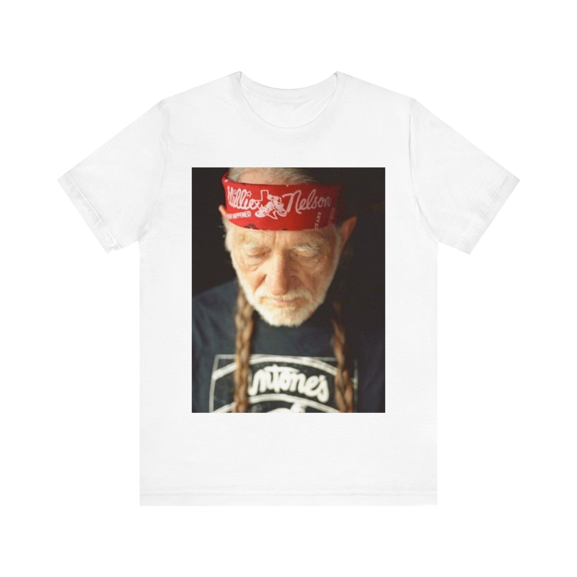 A black graphic t-shirt featuring a Texas music aesthetic graphic of Willie Nelson.