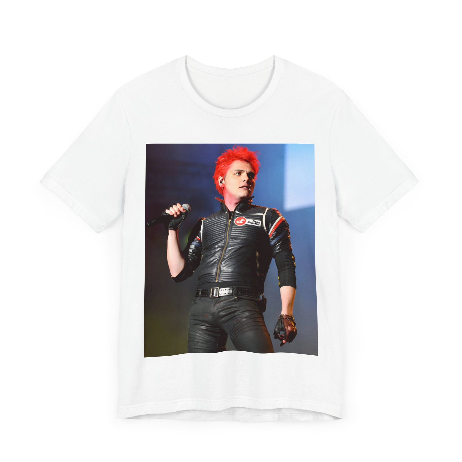 A black graphic t-shirt featuring a graphic related to My Chemical Romance's emo revival era.
