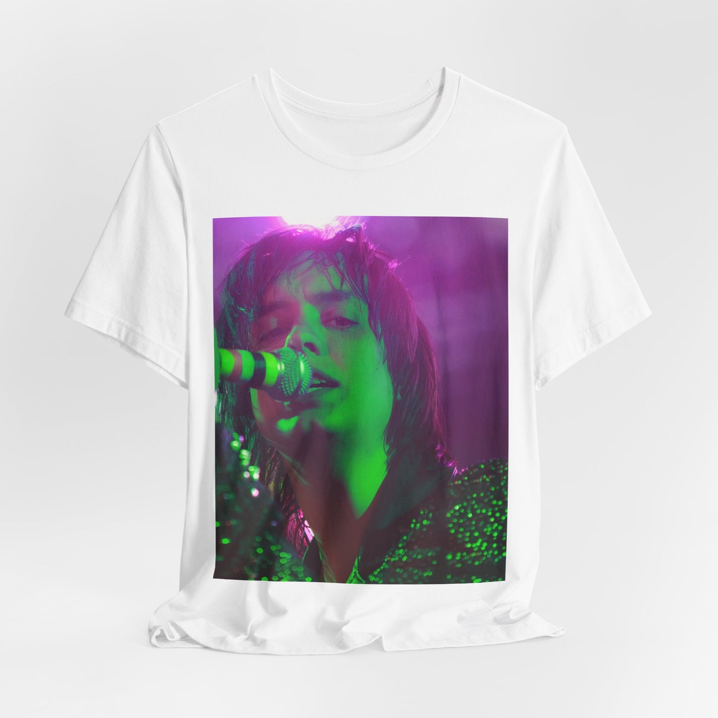 A black graphic t-shirt featuring a graphic related to The Strokes and the early 2000s rock revival.