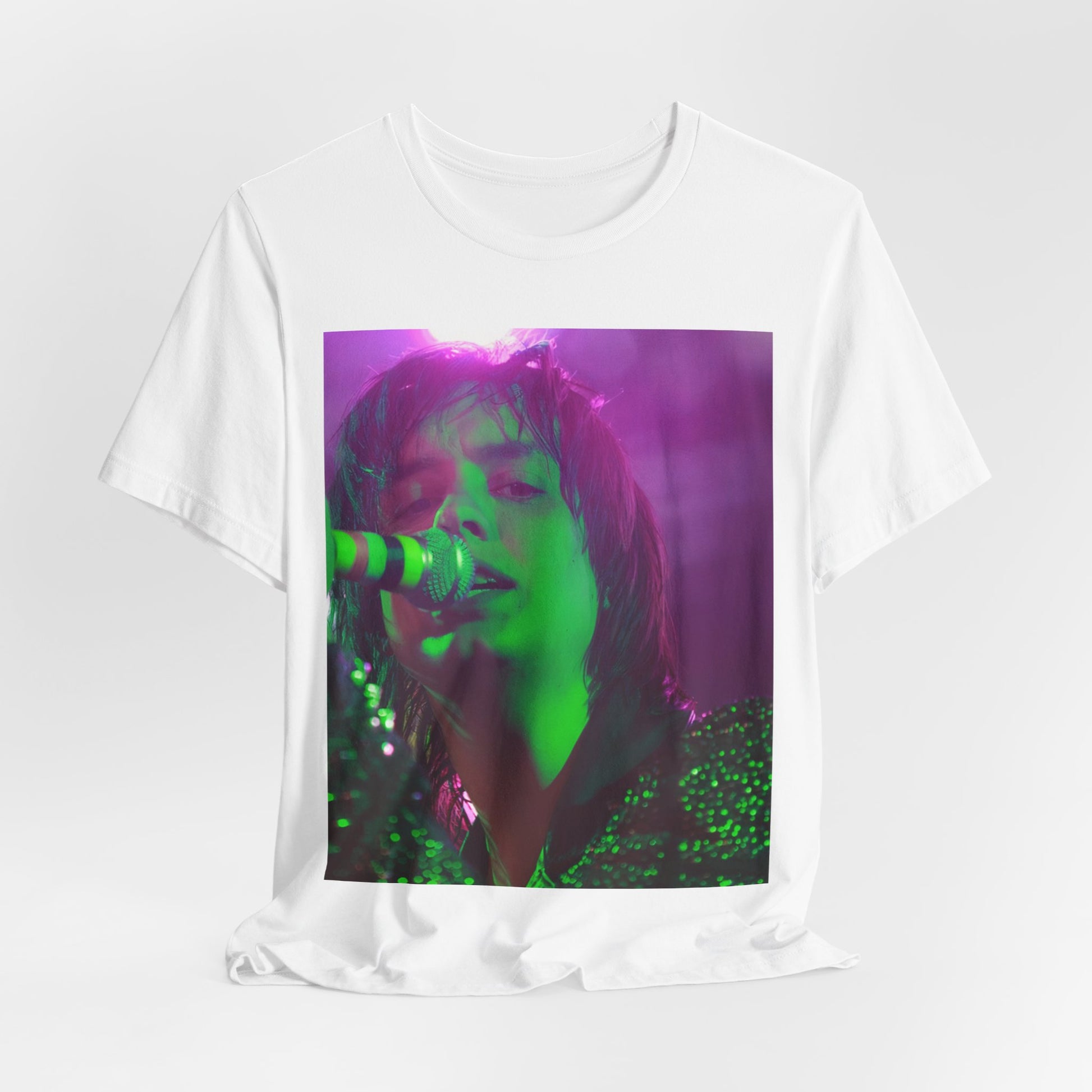 A black graphic t-shirt featuring a graphic related to The Strokes and the early 2000s rock revival.
