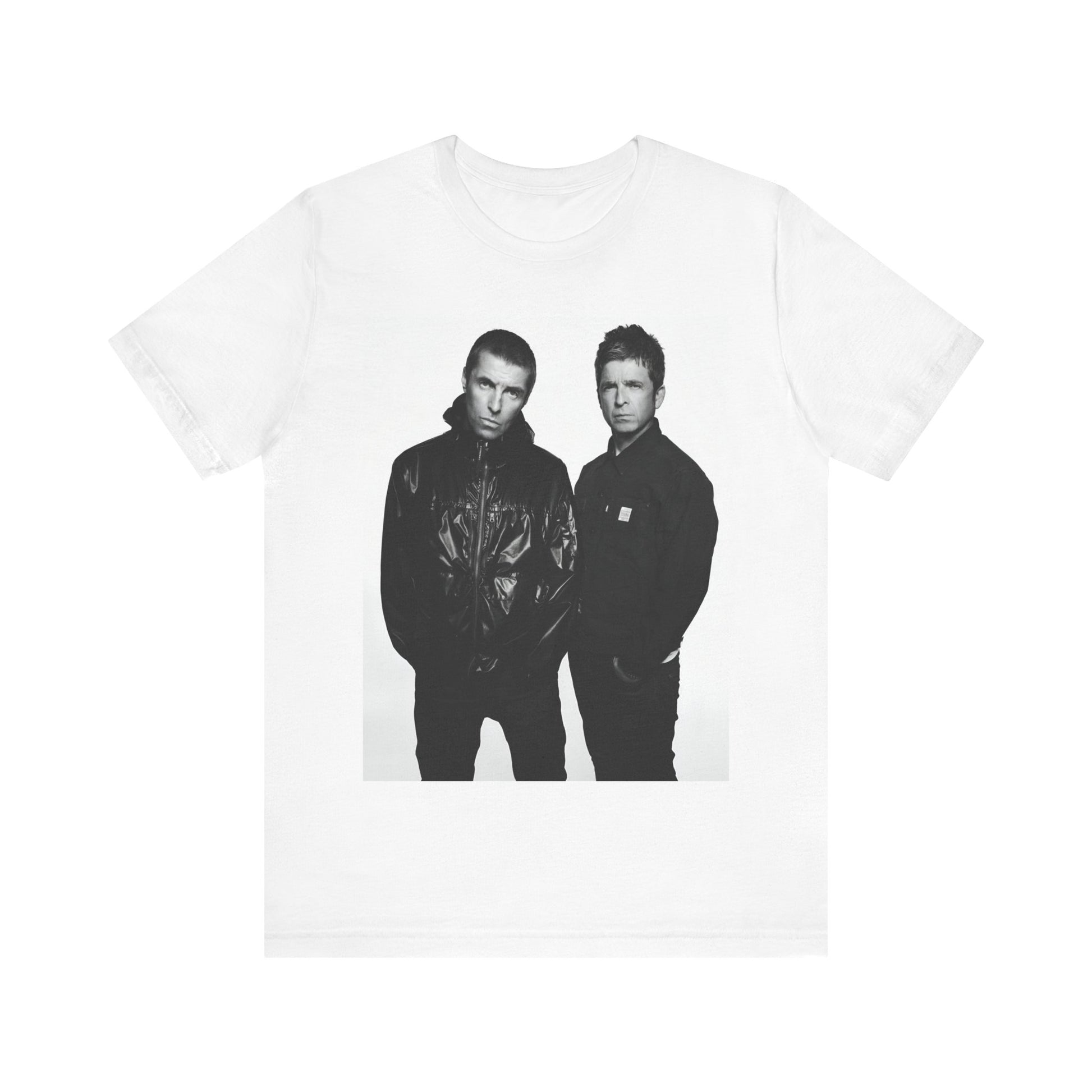 A black graphic t-shirt featuring a graphic of Oasis, possibly suggesting a reunion.