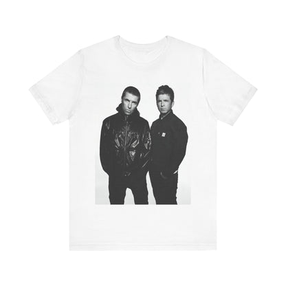 A black graphic t-shirt featuring a graphic of Oasis, possibly suggesting a reunion.