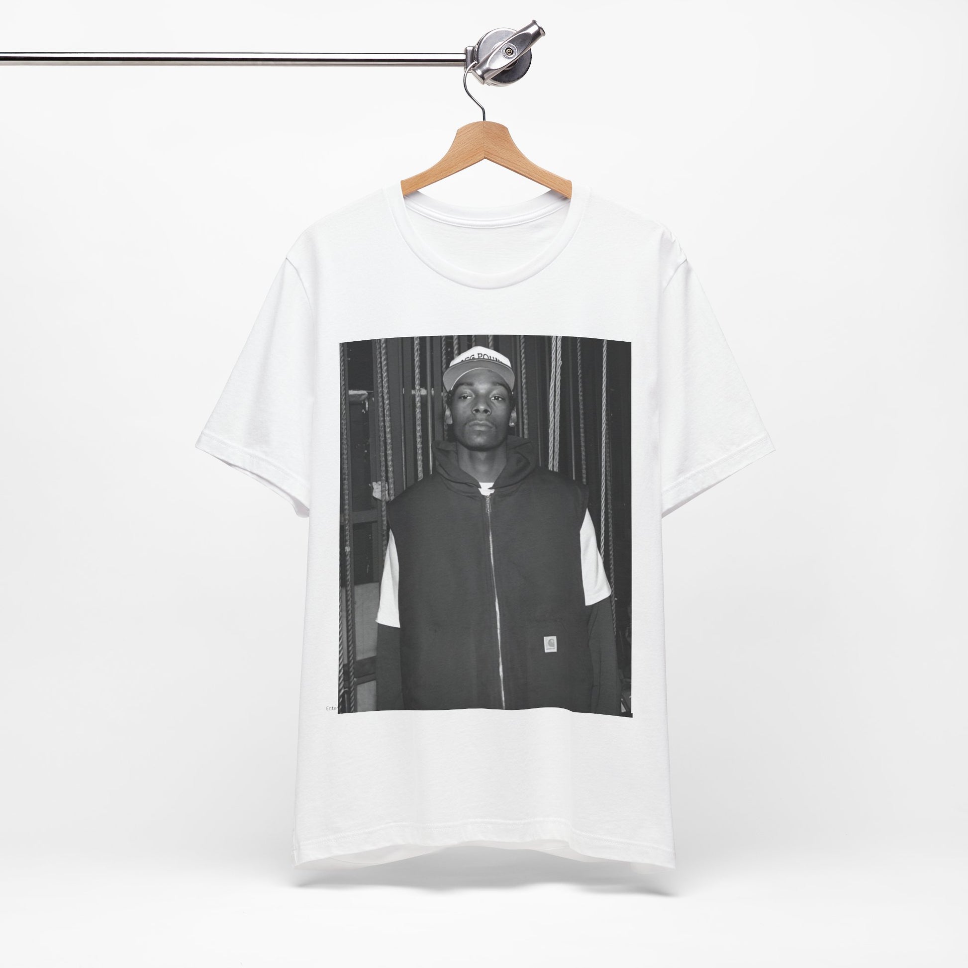 A black graphic t-shirt featuring a graphic of Snoop Dogg emphasizing a rebellious spirit.