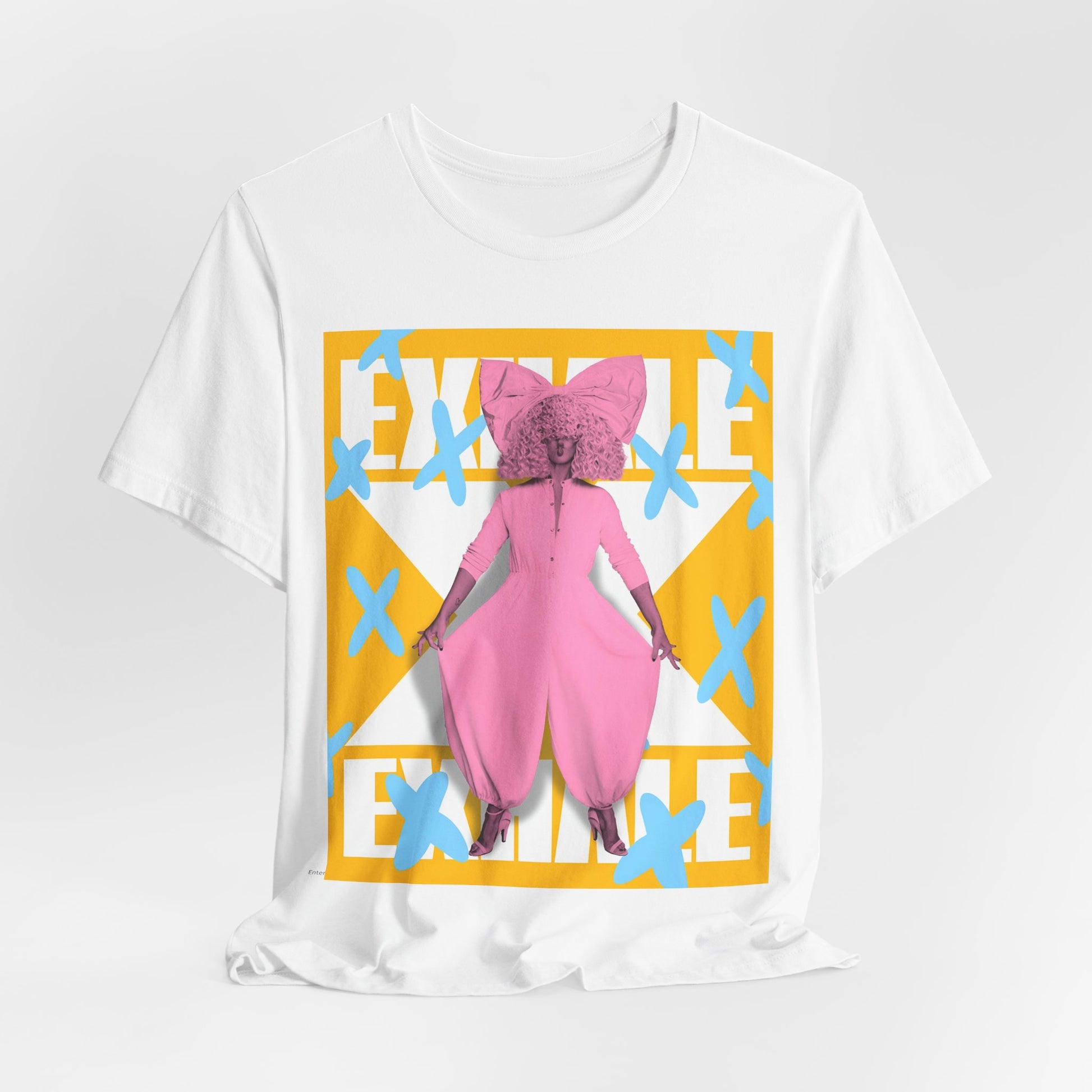 A black graphic t-shirt featuring a graphic related to Sia's 'Exhale' theme or lyrics.