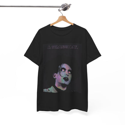 A black graphic t-shirt featuring an aesthetic graphic of The Cure.