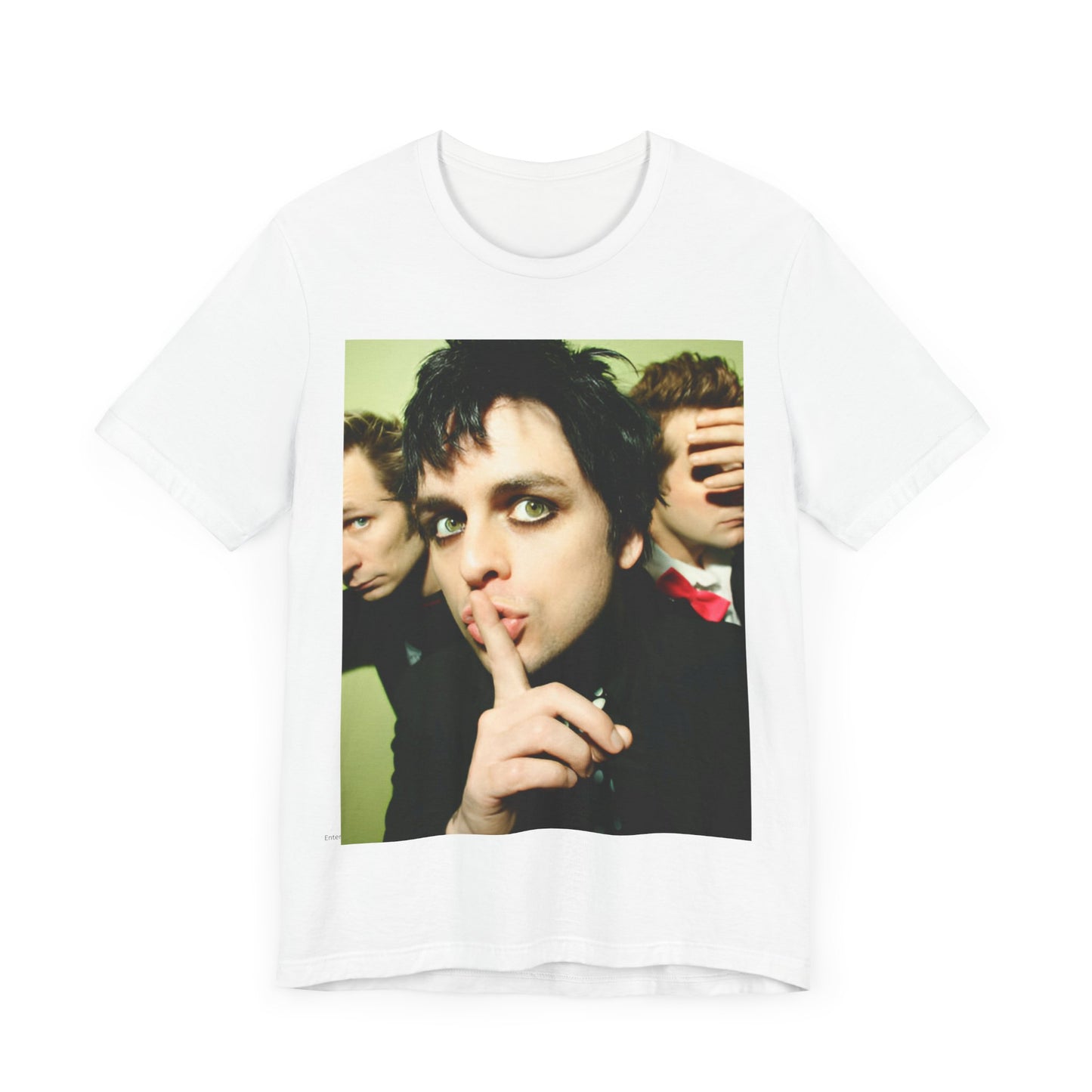 A black graphic t-shirt featuring a vintage punk rock graphic of Green Day.