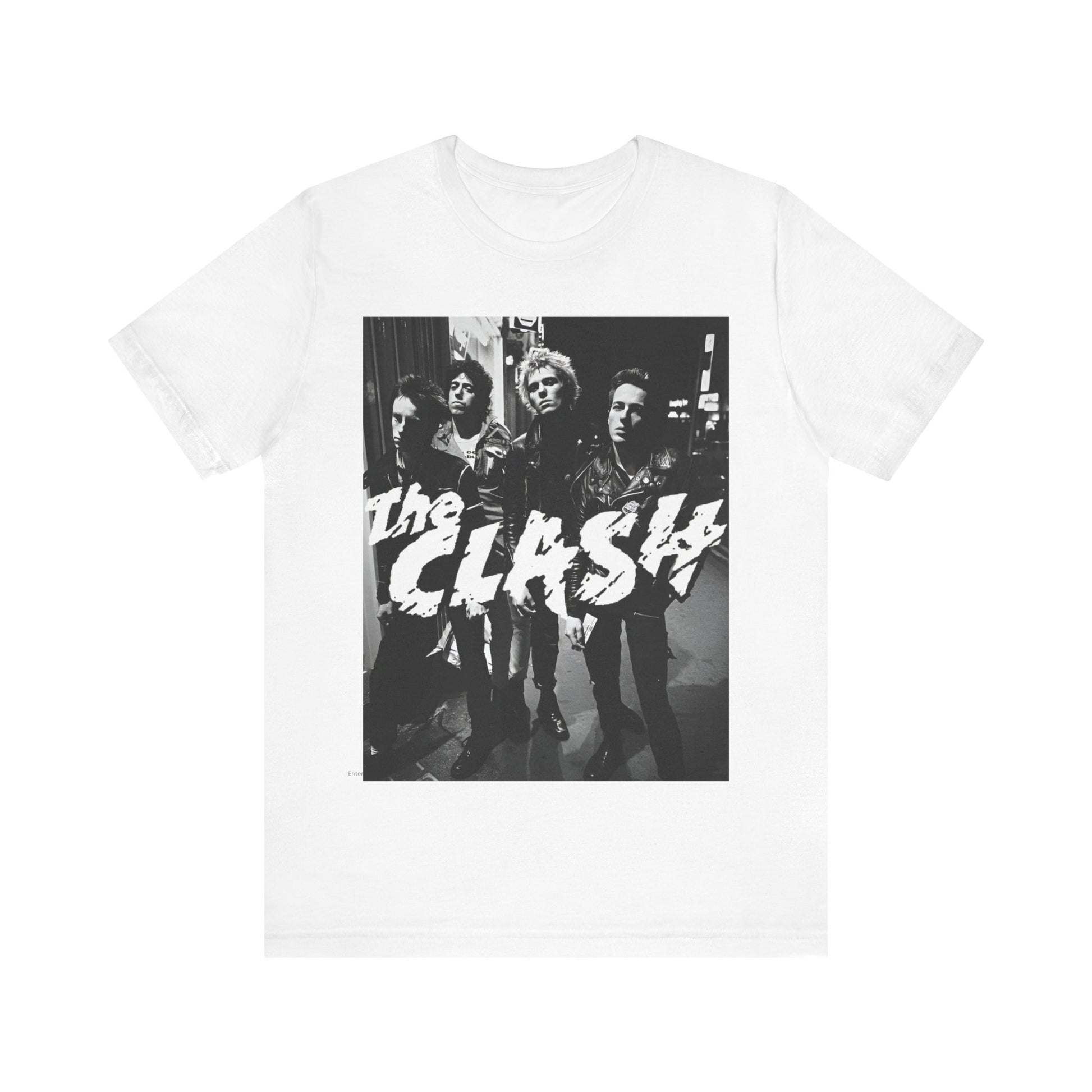 A black graphic t-shirt featuring a graphic related to The Clash's 'London Calling' album era.