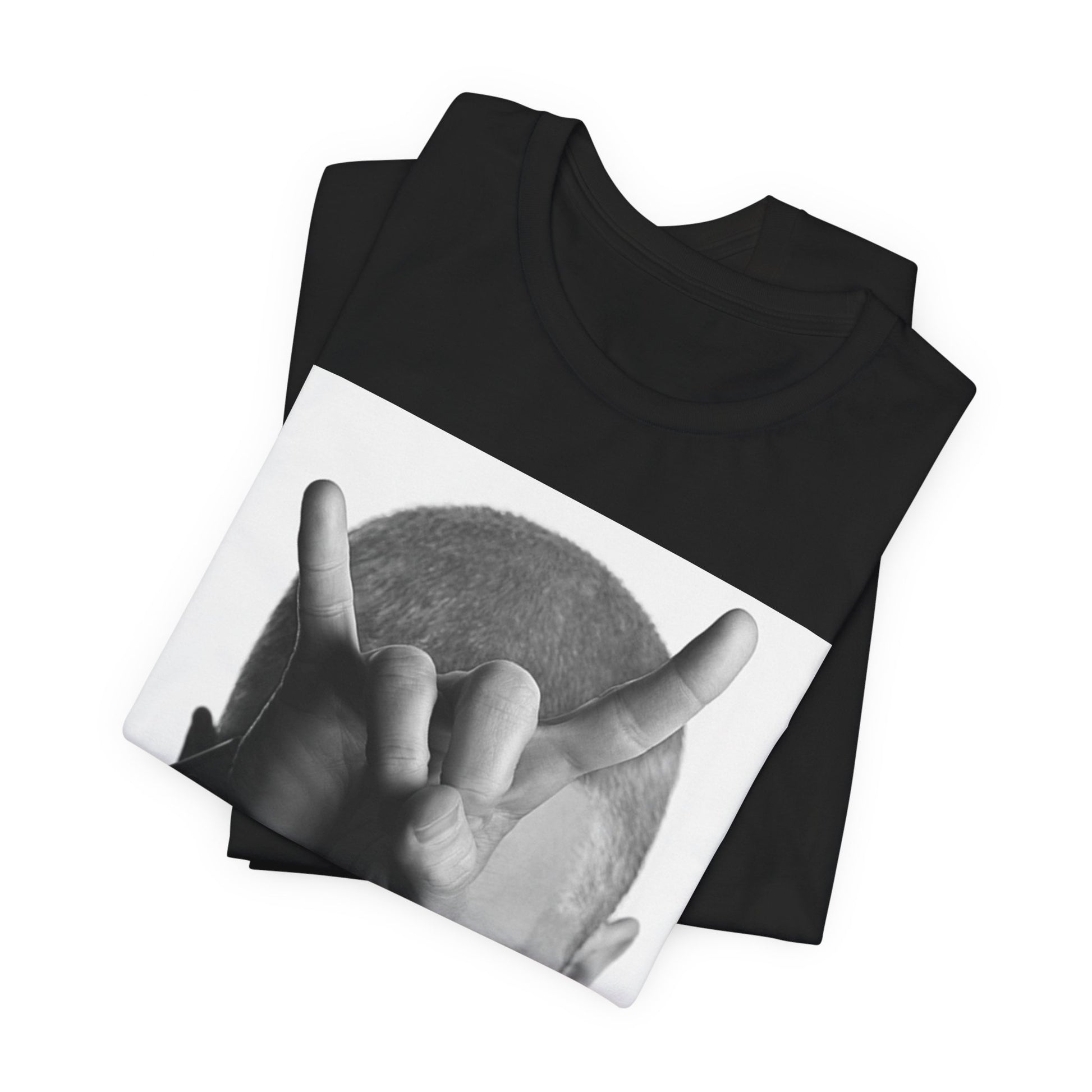 A black graphic t-shirt featuring a graphic related to Eminem's 'My Name Is' song or era.