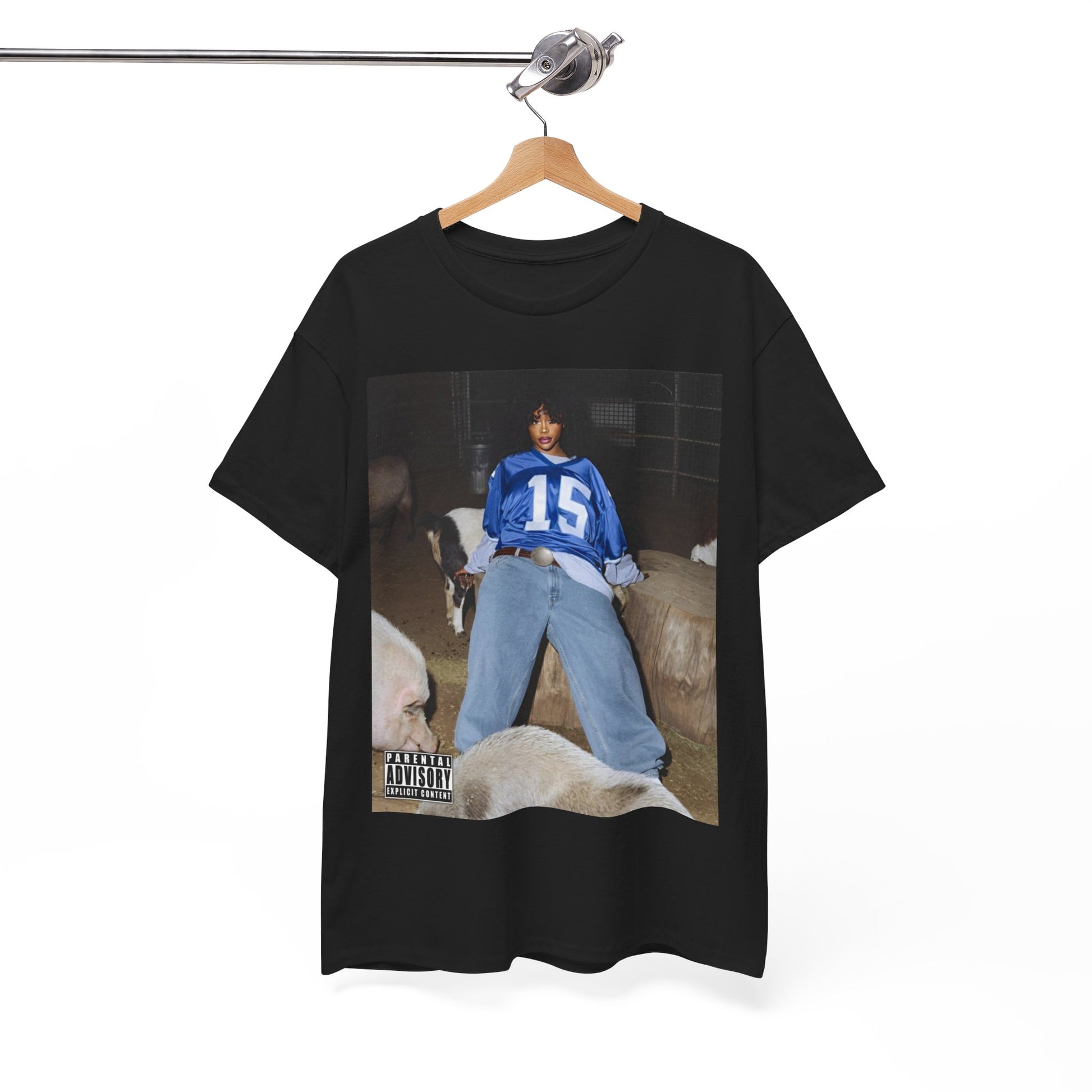 A black graphic t-shirt featuring a graphic related to SZA's 'LANA' album era.
